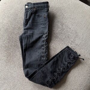 Topshop Black Lace-Up Skinny Jeans